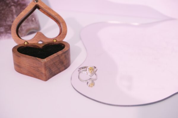 Pear-Cut Natural Citrine Ring with Diamond Halo