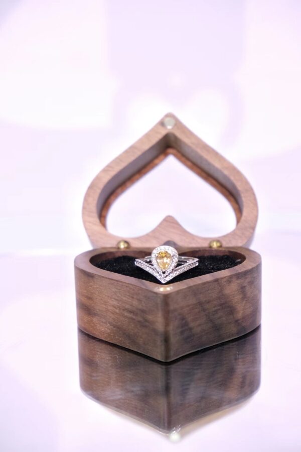 Pear-Cut Natural Citrine Ring with Diamond Halo