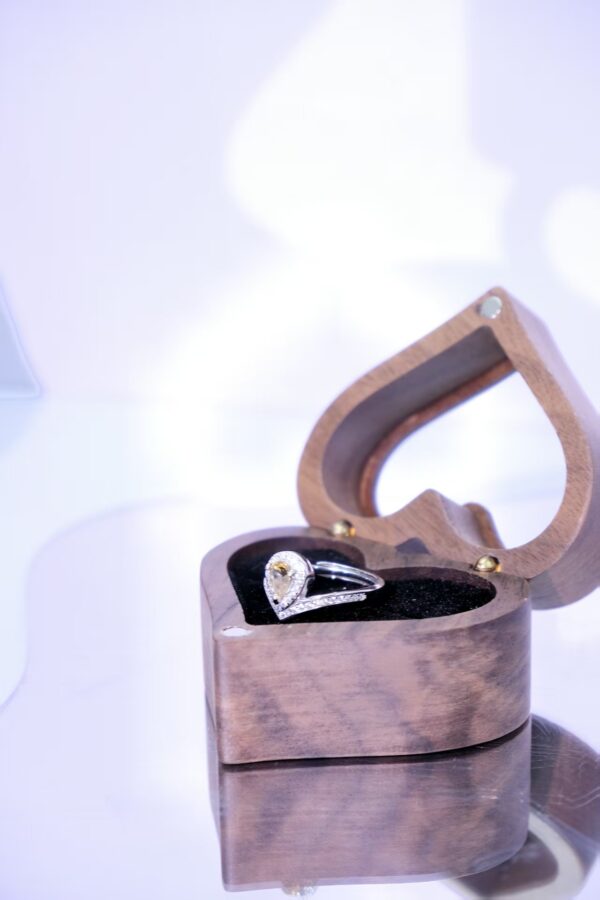 Pear-Cut Natural Citrine Ring with Diamond Halo