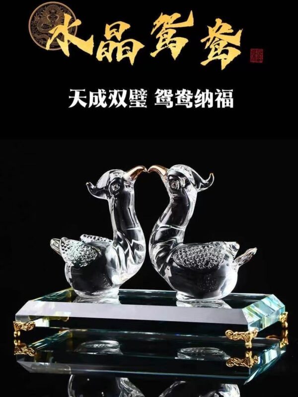 Exquisite Handmade Crystal Mandarin Duck Figurine