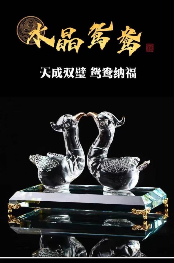 Exquisite Handmade Crystal Mandarin Duck Figurine