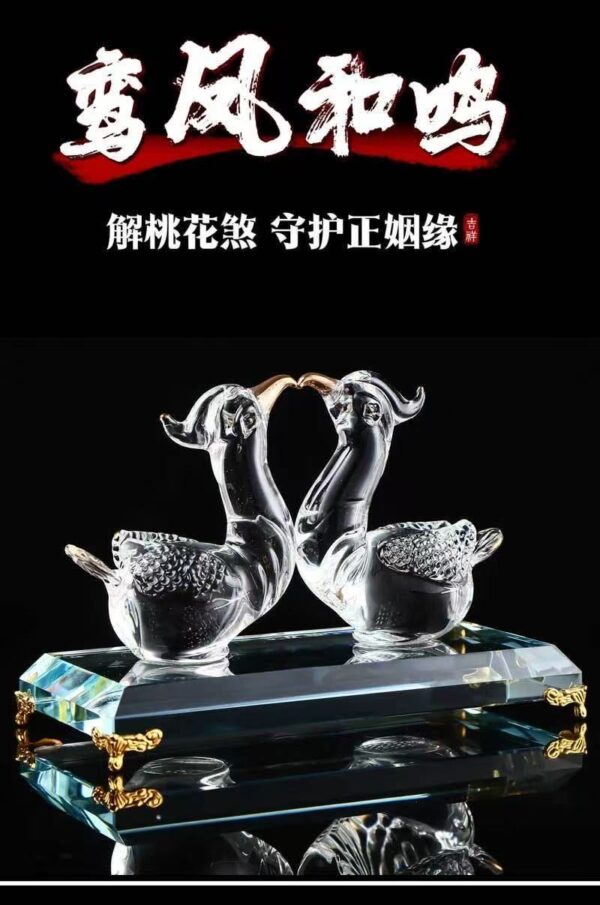 Exquisite Handmade Crystal Mandarin Duck Figurine