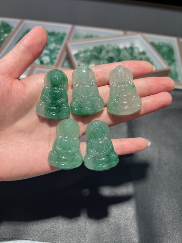 Hand-Carved Jadeite Guanyin（Kwan yin）Pendant Necklace with Braided Silk Cord