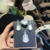 White Natural Jade Gourd Jewelry Set (Necklace, Earrings, Ring)